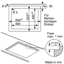 Bosch Herdset Bosch Backofen 71 Liter mit Gas-Kochfeld Schwertknöpfe - autark, 60 cm