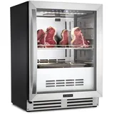 Klarstein Kühlschrank, Reifeschrank für Dry Aged Beef, 1 Zonen Kühlschrank mit Glastür, In- und Outdoor mit LED-Beleuchtung, Freistehend oder Einbaukühlschrank, Temperaturbereich, 1-25 °C, 98 L