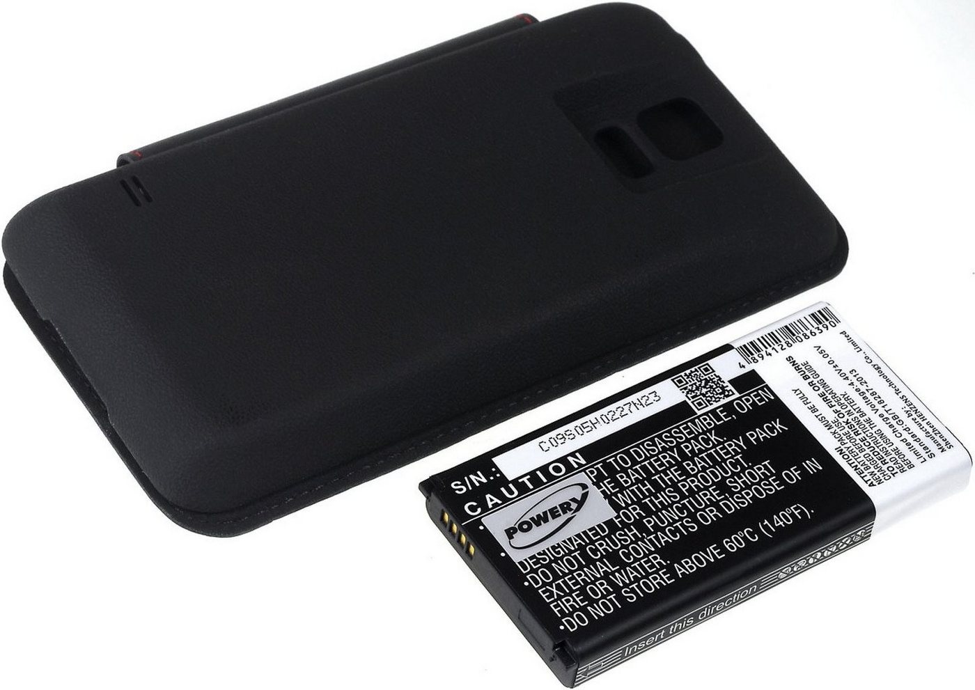 Powery Akku für Samsung Galaxy S5 LTE mit Flip Cover Smartphone-Akku 5600 mAh (3.85 V) schwarz