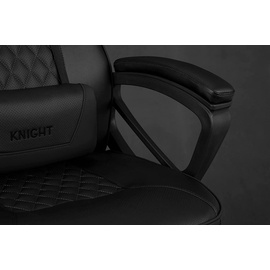 SENSE7 Knight Bürostuhl Zocker Gamer Ergonomischer Stuhl Armlehne Einteiliger Stahlrahmen Einstellbarer Neigungswinkel Schwarz, Leder, 40-49 x 69,5x60