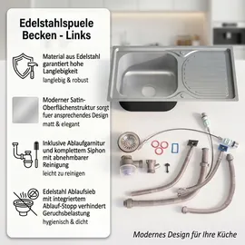 MuCoLa Edelstahlspüle links