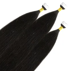 hair2heart Mini Tape Extensions Premium Echthaar #2/0 Schwarz 40cm Damen 