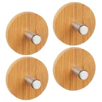 Relaxdays 8 x Handtuchhaken selbstklebend, Hellbraun,Silber