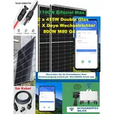 Balkonkraftwerk 1100W / 800W Bifacial Double Glas Solaranlage WIFI Deye M80G4