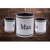 Namenstasse personalisierte Kaffee-Tasse mit Namen Becher mit Namen Kaffeebecher mit Namen 6 Farben persönliche Geschenke Keramik-Tasse personalisiert Geburtstag (Schwarz)