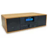 MOOOV 477380 Kabelloses Micro-HiFi-Anlage, Holzoptik, CD-Player, FM-Radio mit Fernbedienung