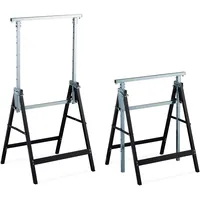 Relaxdays Klappbock, 2er Set, stabiler Gerüstbock, bis 200kg, 7-fach höhenverstellbar 80-130 cm, faltbar, schwarz-silber
