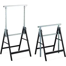 Relaxdays Klappbock, 2er Set, stabiler Gerüstbock, bis 200kg, 7-fach höhenverstellbar 80-130 cm, faltbar, schwarz-silber