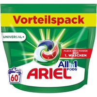 Ariel Waschmittel PODS All-in-1, Universal+ Waschmittel, 60 Waschladungen, Fleck-Weg-Power Beim 1. Waschen