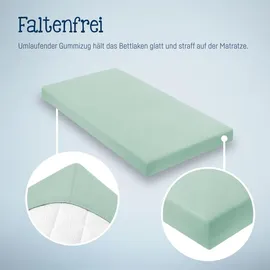 Julius Zöllner Jersey Spannbettlaken für Baby- & Kinderbett, 100% Jersey-Baumwolle, OEKO-TEX Standard 100 zertifiziert, Größe: 60x120cm / 70x140cm, 1er Pack, salbei