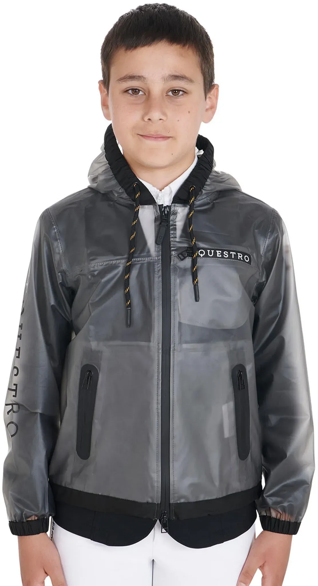 Equestro Kinder Regenjacke mit Kapuze winddicht und Reißverschluss