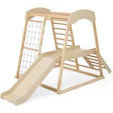 Indoor-kletterset Aus Holz Mit Rutsche, Leiter Und Netz