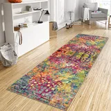 WTHYGB Teppich Läufer Flur Küche 90x170 cm, Modern rutschfest Waschbar Küchenläufer Flurläufer, Lang Polyester Plaid Muster Grün-Rot Teppichläufer für Korridor Schlafzimmer, Innen Wohnzimmer