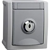 HHG Schuko-Steckdose abschließbar IP54 Grau 1 St.