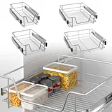 Froadp 2 Stück Teleskopschublade für Küchenschrank, Ausziehbarer Schrankauszug, Küchenschublade aus Metall, Vollauszug Korbauszug für 37 cm Innenbreite, Küchenregal- und Aufbewahrungsschublade