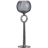 BigBuy Teelichthalter aus Glas, Grau, Metall, 13 x 13 x 38 cm, Silber