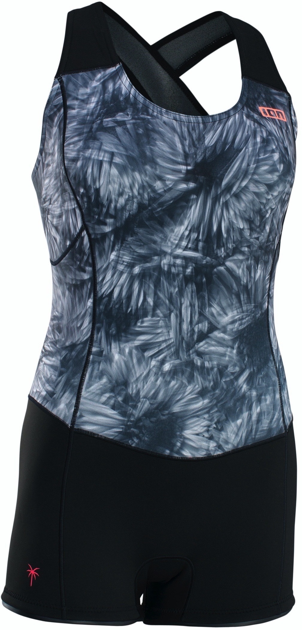ION Amaze Shorty Crossback 1.5 Damen Neoprenanzug 23 Shorty Warm, Größe: 40|L, Farbe: 013 black-flowers