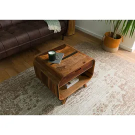 MASSIVMOEBEL24.DE Couchtisch Mailand Dunkelbraun Sheesham 60 x 50 x 50 cm