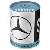 Schwäbische Albumfabrik Spardose Mercedes Benz, retro-Design, Durchmesser 10 cm, Höhe 13 cm, aus Metall