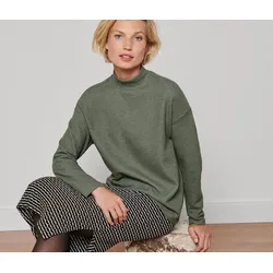 Tchibo - Langarmshirt mit Stehkragen - Damen - Gr. M - grün