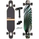 Mach1 Longboard aus Bambus mit Keramik Kugellager - Camber Drop Through Cruiser Board (Spar-Set inkl. T-Tool und extra Bushings, Longboard + T-Tool + 4er Set 85A Bushings), Twin Tip grün