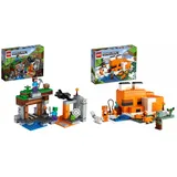 LEGO 21166 Minecraft Die verlassene Mine Bauset, Zombiehöhle mit Figuren: Schleim, Steve und Spinne & 21178 Minecraft Die Fuchs-Lodge, Spielzeug für Jungen und Mädchen ab 8 Jahren