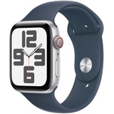 Apple Watch SE GPS + Cellular 44 mm Aluminiumgehäuse silber, Sportarmband sturmblau S/M