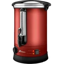TRESKO Einkochautomat 1385-012, 2500 Watt, rot, Glühweinkocher, mit Zapfhahn, Edelstahl, 20 Liter