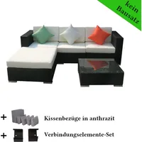 Poly Rattan Gartenmöbel Houston schwarz Alu Garnitur Lounge Garten Sitzgruppe Gartenset