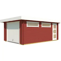 Garage LASITA MAJA "Canberra", rot (schwedenrot), B:540cm H:233,7cm L:360cm, Holzwerkstoff, Garagen, Garage + Schwingtor