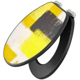 banjado WC-Sitz Anthrazit Motiv Abstrakt Gelb (umweltfreundliches Material, integrierte Absenkautomatik), 46,5 x 38 x 5 cm