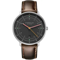 Sternglas S01-HH39-BR03 Herrenuhr Quarz Hamburg neugraphit Dunkelbraun