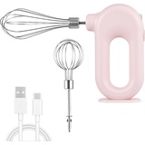 Schnurloser Handmixer, Mini-Elektro-Handmixer, Wiederaufladbarer USB-Mini-Ei-Schläger Für Den Haushalt, Hand-Ei-Schläger, Elektrischer Mixer Mit 4 Geschwindigkeitsmodi(Rosa)