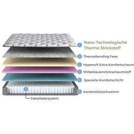 Bambi Boxspringbett 160x200 mit Bettkasten mit Matratzen Thermo Control Set Stauraum 7-Komfortzonen H3 (Weiß) - Weiß