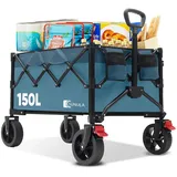 SUNULA Bollerwagen Handwagen Faltbar Bollerwagen, 150 L, Gartenwagen bis 150 kg belastbar blau