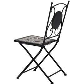 vidaXL Bistroset 3-tlg. Tisch Ø 61 x 71 cm grau/schwarz