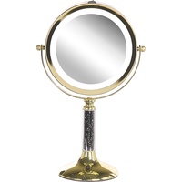 Beliani Kosmetikspiegel, gold mit LED-Beleuchtung ø 18 cm Baixas