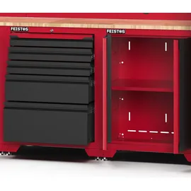 feistos Werkstattschrank Metall 396x46x198 cm Schwarz/Rot