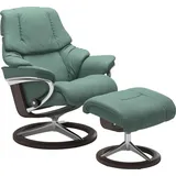 Stressless Stressless® »Reno«, (Set, Relaxsessel mit Hocker), mit Hocker, mit Signature Base, Größe S, M & L, Gestell Wenge grün