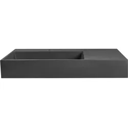 Wandwaschbecken Mineralguss schwarz rechteckig 90 x 48 cm CUSCO