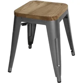 Bolero Stahlhocker mit Holzsitz - grau (4 Stück)