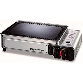 Kemper Plancha im Koffer - tragbarer Gasgrill ohne Gasflasche - Grau