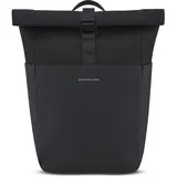 Kapten & Son Rucksack Lund Basic All Black 14-16,5 L | Rolltop Rucksack Damen & Herren | Handgepäck Rucksack mit 14'' Laptopfach | Vegan & Wasserabweisend