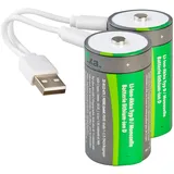 Tka 2er-Set Li-Ion-Akkus Typ D mit USB-C, 5.400 mAh, 8.100 mWh, 1,5 V