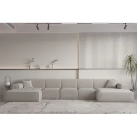 Fun Möbel Wohnlandschaft U-Form CELES PREMIUM XL in Stoff Ascot Bukla Beige - Beige