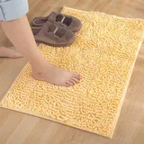 Reyox Badematte Hochflor Chenille rutschfest Vorleger Waschbar Badteppich Badezimmer Wasserabsorbierenden Gelb 50 x 80 cm