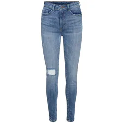 Noisy May Damen Jeans NMCALLIE HW SKNNY DES AZ190MB Skinny Fit Blau Skinny Fit Blau 27020240 Hoher Bund Reißverschluss W 29 L 30