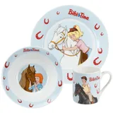 UNITED LABELS Bibi und Tina Bibi & Tina Kinder Frühstücksset Pferde Geschirr Set 3-tlg. in blau Ø Gr.: onesize