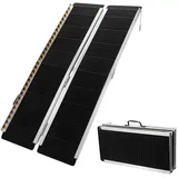 Wiltec Rollstuhlrampe doppelt faltbar 183 cm 270 kg rutschfest Aluminium schwarz