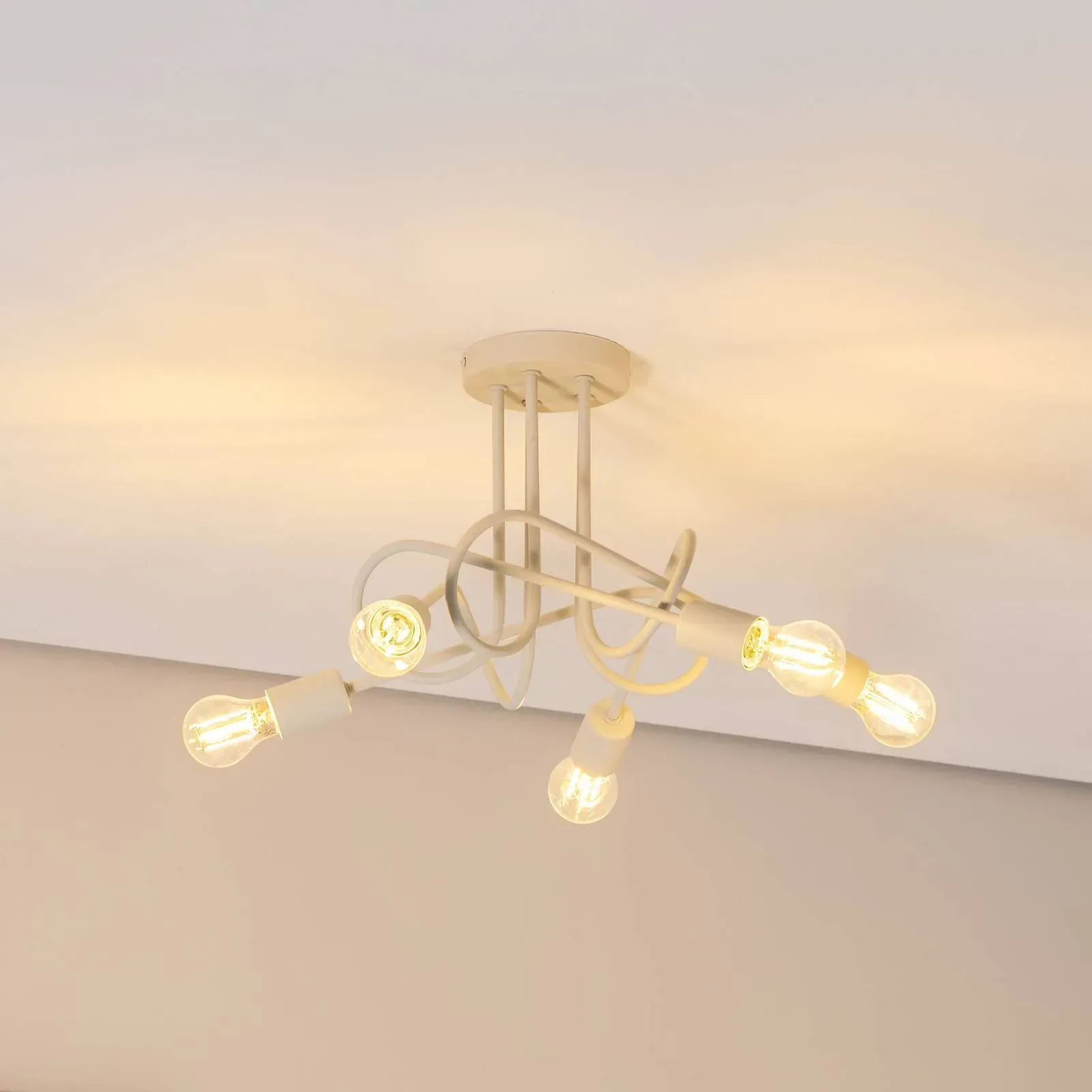 Deckenlampe Oxford HELAM, dimmbar, creme / amber, für Wohn- / Esszimmer, Metall, Deckenlampe - 47 cm - 47 cm - 30 cm